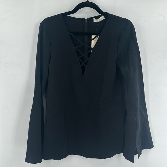 Ramy Brook Allie Lace-Up Long‎ Sleeve Top 10 NWT - Picture 3 of 7